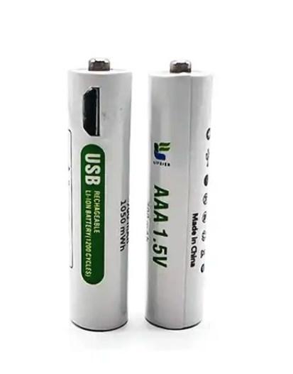 Акумулятори (батареї) AAA micro USB мізинчикові 700 маг 1.5 V Li-ion - комплект 2 шт + шнур зарядки
