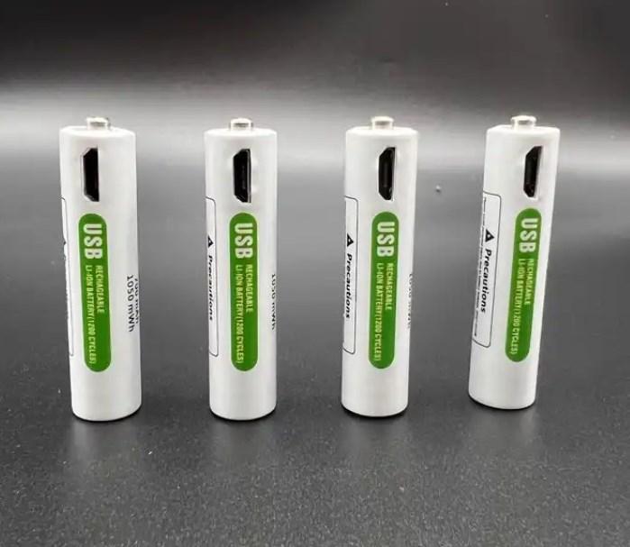 Акумулятори (батареї) AAA micro USB мізинчикові 700 маг 1.5 V Li-ion - комплект 4 шт + шнур зарядки