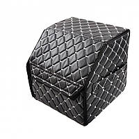 Саквояж-органайзер у багажник 300х300х300мм S Чорний шкірзам/сірий ромб/ручки/липучка