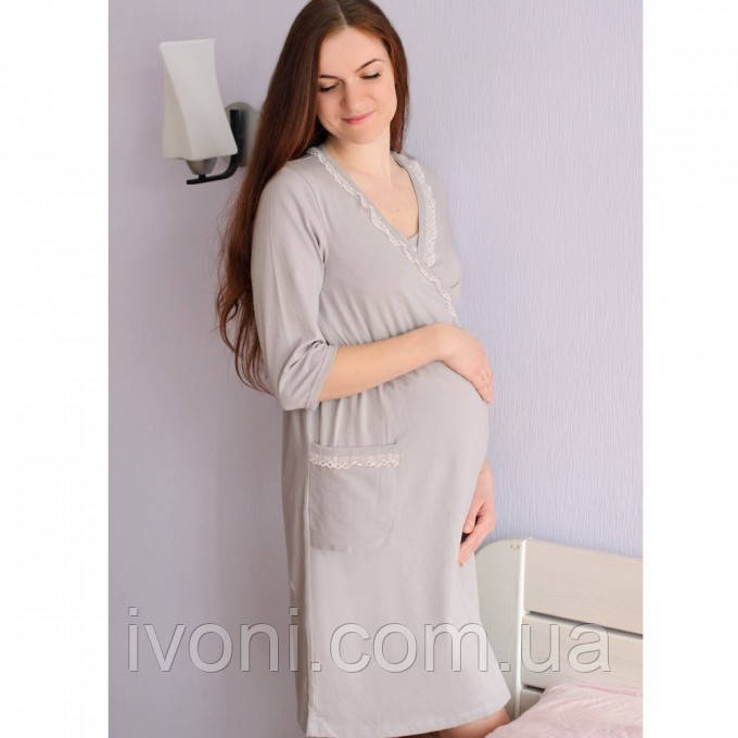 Халат трикотажный на запах для беременных и кормящих мам - фото 1 - id-p374696976