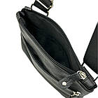 Чоловіча текстильна сумка зі шкіряними вставками через плече, матеріал Оксфорд, чорного кольору, фото 4