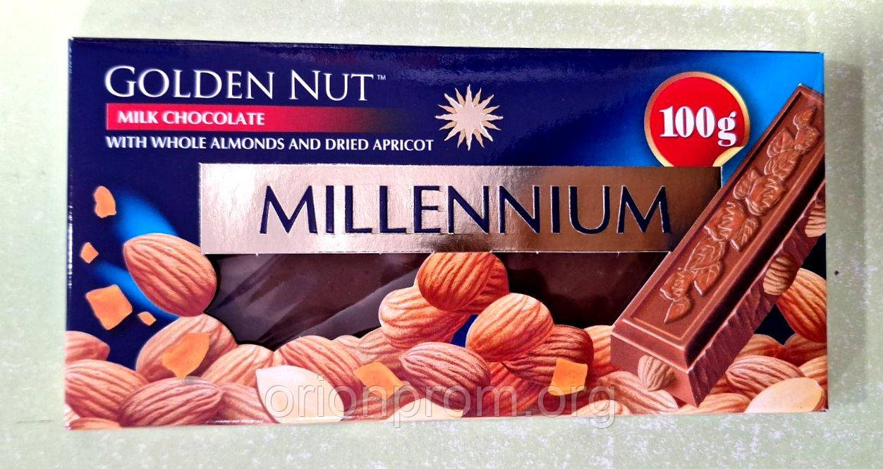 Шоколад Millennium молочний з мигдалем та курагою 100 г