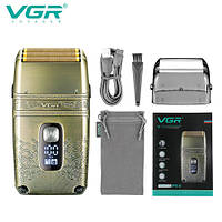 Електробритва VGR V-335 шейвер для сухого та вологого гоління, Waterproof IPX6, потрійне лезо, висувний триммер