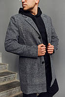 Чоловіче пальто класичний довгий колір антрацит, чоловіче стильне пальто весняно осіннє на ґудзиках