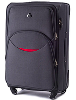 Дорожный большой тканевый чемодан серый на 4 колеса Wings чемодан прочный большой текстильный чемодан серый L