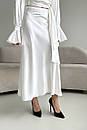 Атласний білий вечірній костюм зі спідницею Ліліан 42 44 46 48 розміри, фото 4