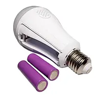 Лампочка LED E27 с аккумулятором 2x18650 15W, 2 режима: от 220В и автономно, аварийная лампа, GS1, хорошего