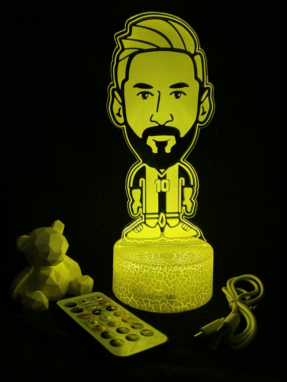 3d лампа Карикатура Мессі, подарунок для любителів мемів та футболу, нічник, 7 кольорів, 4 режими та пульт