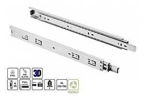 Направляюча кулькова 550mm GTV PRO без дотягу/повного висуву H-45mm навантаження 50кг PK-PRO-H45-550