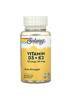 Solaray, витамин Д3 плюс К2, вітаміни D3 та K2, без сої, 120 капсул