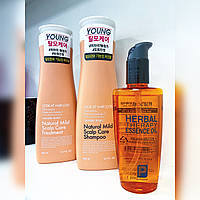 Набор для чуствительной кожи головы против выпадения Daeng gi meo ri Look at hair loss с маслом Herbal