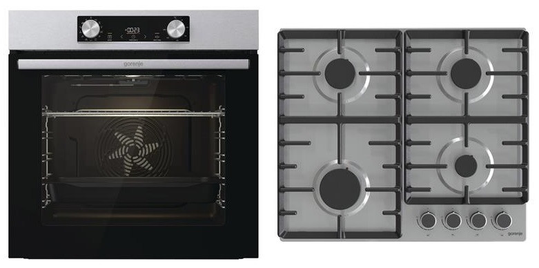 Gorenje Комплект (духовка електрична BO6737E02XK + варильна поверхня газова G642ABX), нерж.