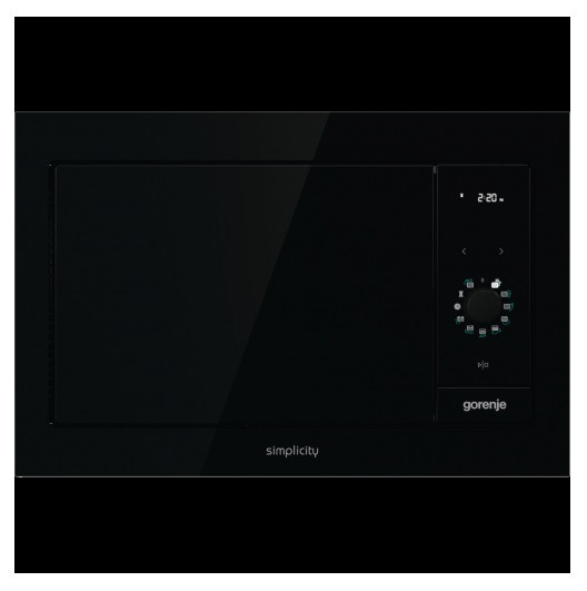 Gorenje Мікрохвильова піч вбудовувана Simplicity, 23л, мех. управл., 900Вт, гриль, дисплей, чорний