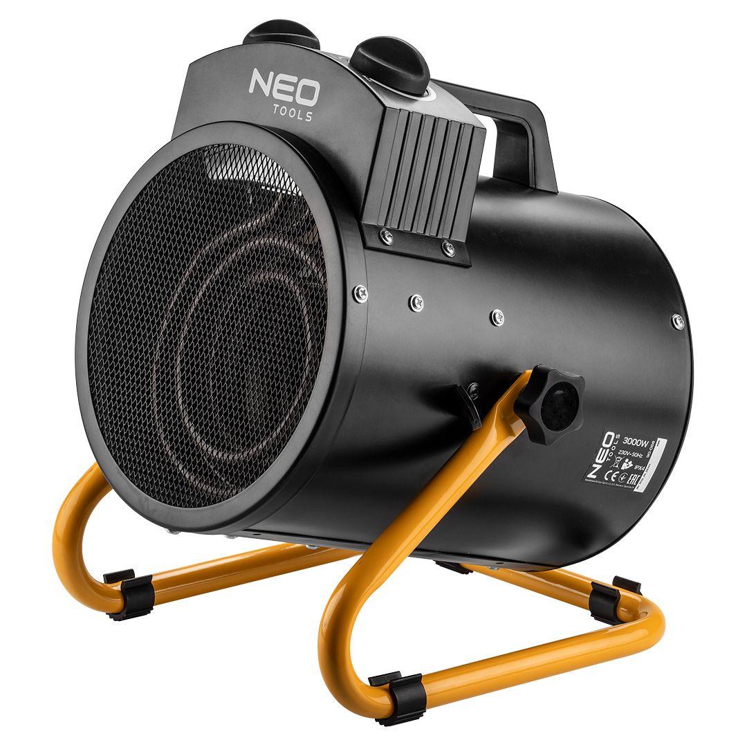Neo Tools Теплова гармата електрична, 3кВт, 80м кв., 354м куб./г, нагрів. елемент - нерж. сталь, IPX4, чорний