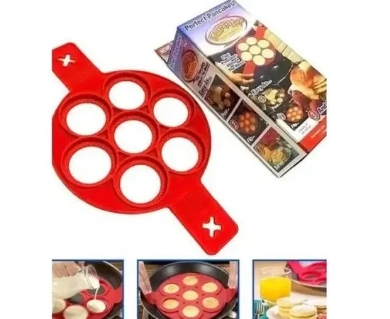 Форма силіконова для приготування оладок та омлету Flippin Fantastic червона SILICONE PANCAKE & OMELETTE MAKER RED