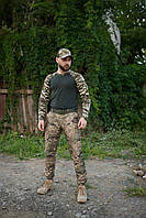 Тактический удобный комплект мужской штаны+лонгслив пиксель, военные штаны и лонгслив мужской камуфляж