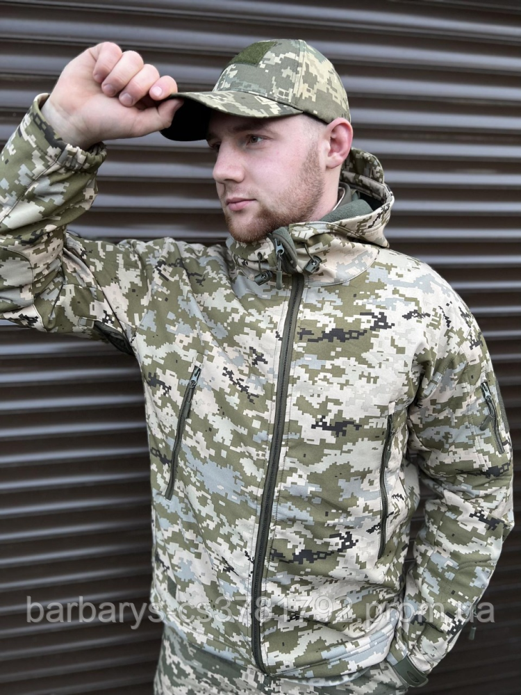 Куртка Soft Shell Tactical піксель S-5 демісезонна куртка Soft Shell Tactical піксель