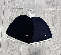 Теплые шапки Tommy Hilfiger, брендовая удобная и легкая шапка мелкой вязки из качественной "ангоры" Чёрный