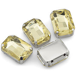 Стрази в оправі пришивні Прямокутник 10х14 мм Цитрин 10 шт.