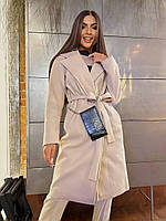 Жіноче кашемірове пальто подовжене з поясом, фото 8