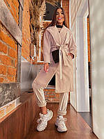 Жіноче кашемірове пальто подовжене з поясом, фото 10