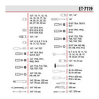 Набір інструментів INTERTOOL ET-7119 професійний 1/4" & 1/2", 119 од., у кейсі, фото 7