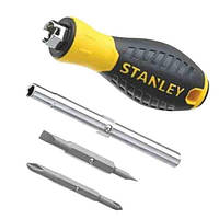 Stanley Отвертка 6 Way, битодержатель 1/4", двухсторонний трубчатый ключ на 6 и 8мм, с двумя двухсторонними