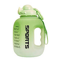 Зеленая, ударопрочная, спортивная бутылка для воды , замок поилки, с соломинкой. 2500 мл