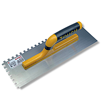 Гладила зубчаста штукатурна 35 см, зуб 8 мм Notched Trowel Open Handle, нержавіюча сталь, жовта (201)