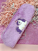 Пенал пушистый Единорог фиолетовый