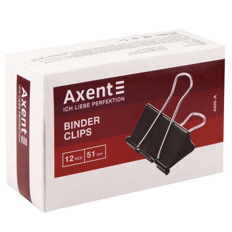 Біндер-зажим для паперу, 51 мм, 12 штук, Axent 4405-A