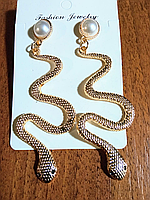 Сережки золоті з підвісами у формі змії