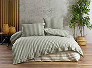 Комплект постільної білизни ранфорс ТМ Zeron organic deluxe 200х220 Natural 1 Yesil колір оливковий