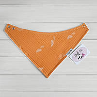 Слинявчик-бандана непромокальний мусліновий "Гірчичне листячко"