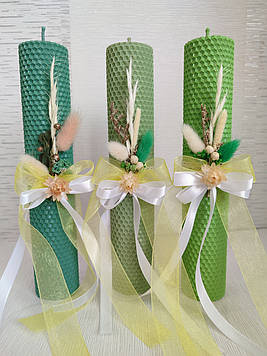 Свічка із вощини Стрітенська з декором, 26*5см