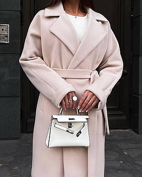 Жіноче кашемірове пальто з відкладним коміром (Норма і напівбатал)