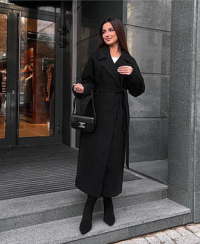 Жіноче кашемірове пальто з відкладним коміром (Норма і напівбатал)