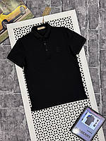 Мужская футболка-поло Burberry черная, брендовая мужская футболка тенниска с воротником без надписей fms