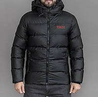 Куртка Hugo Boss мужская зимняя брендовая куртка с капюшоном, черная качественная куртка Босс премиум fms