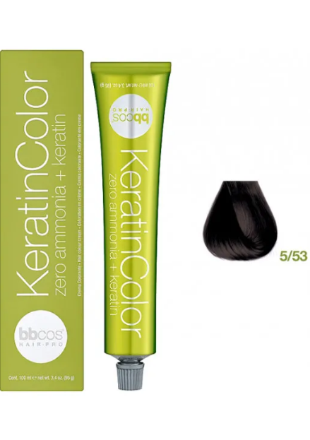 Крем-фарба безаміачна для волосся BBCos Keratin Color №5.53 Light Golden Chestnut Mahogany 100 мл