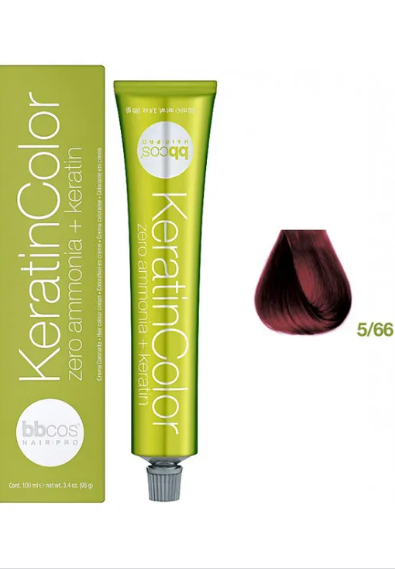 Крем-фарба безаміачна для волосся BBCos Keratin Color №5.66 Light Red Chestnut 100 мл