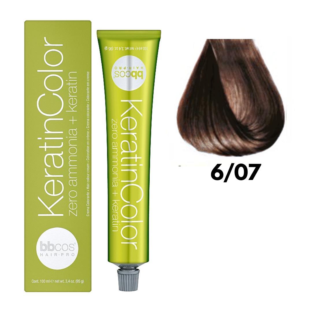 Крем-фарба безаміачна для волосся BBCos Keratin Color №6.07 Dark Blond 100 мл, фото 1