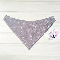 Слинявчик-бандана непромокальний мусліновий "Кульбаба" на сірому