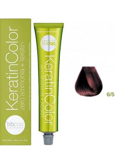 Крем-фарба безаміачна для волосся BBCos Keratin Color №6.5 Dark Blond Mahogany 100 мл, фото 1