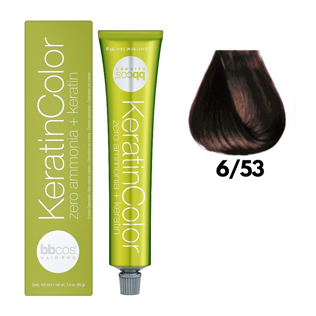 Крем-фарба безаміачна для волосся BBCos Keratin Color №6.53 Blonde Dark Gold Mahogany 100 мл