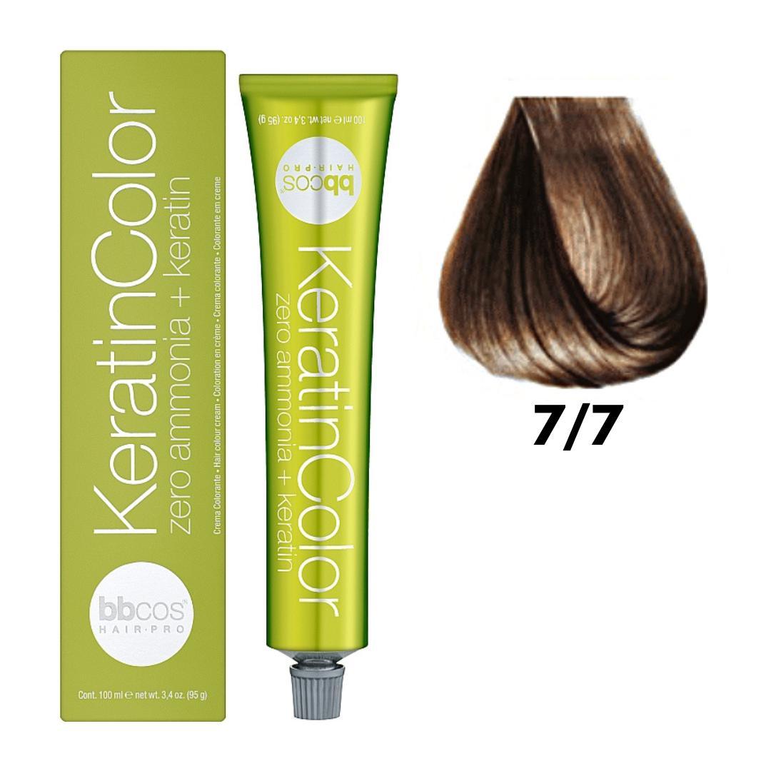 Крем-фарба безаміачна для волосся BBCos Keratin Color №7.7 Beige Blond 100 мл, фото 1