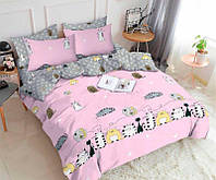 Детское постельное белье полуторное коты на розовом 145х215 см Бязь Голд