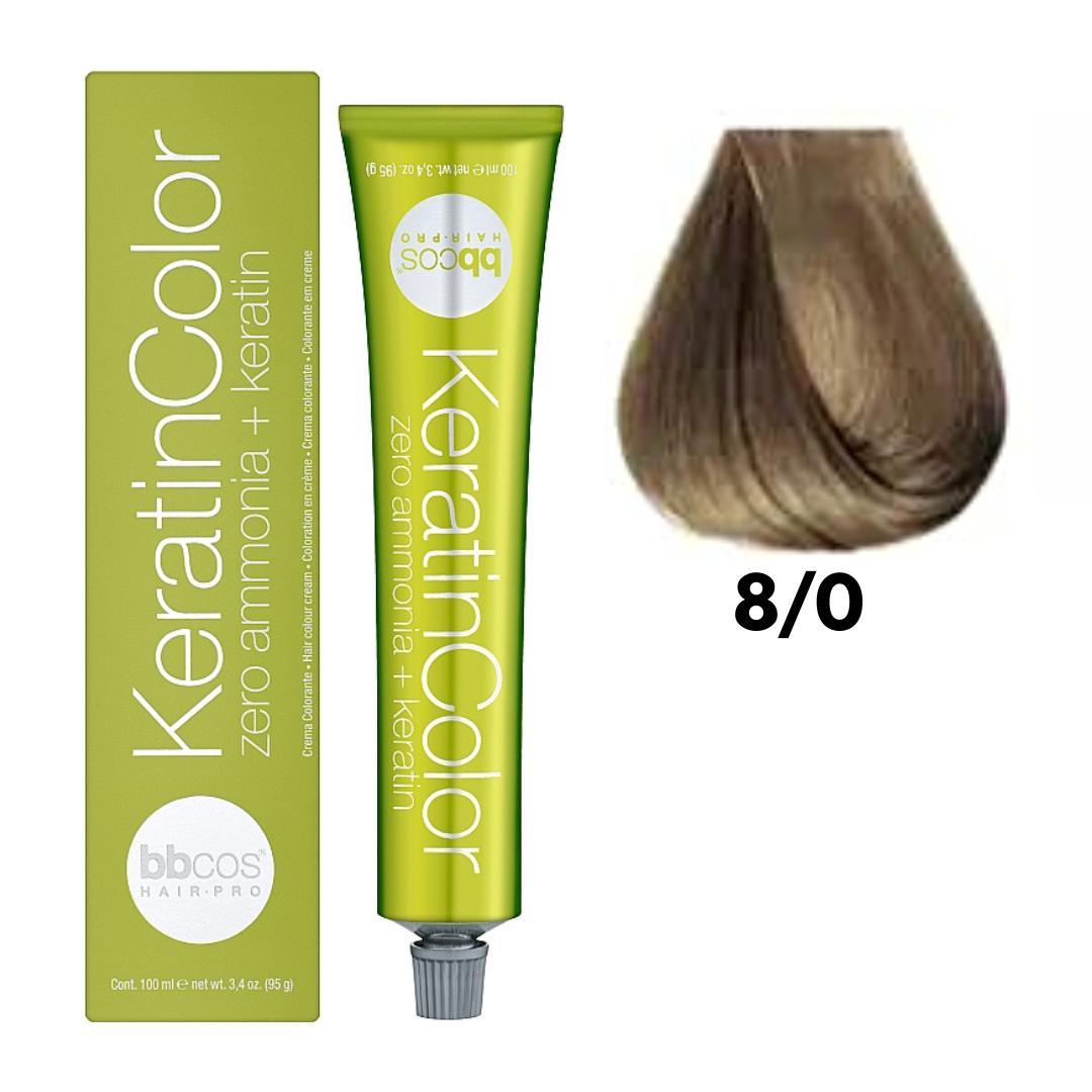 Крем-фарба безаміачна для волосся BBCos Keratin Color №8.0 Light Blond 100 мл, фото 1