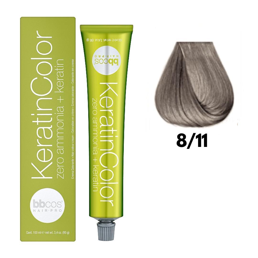 Крем-фарба безаміачна для волосся BBCos Keratin Color №8.11 Light Intense Ash Blonde 100 мл, фото 1