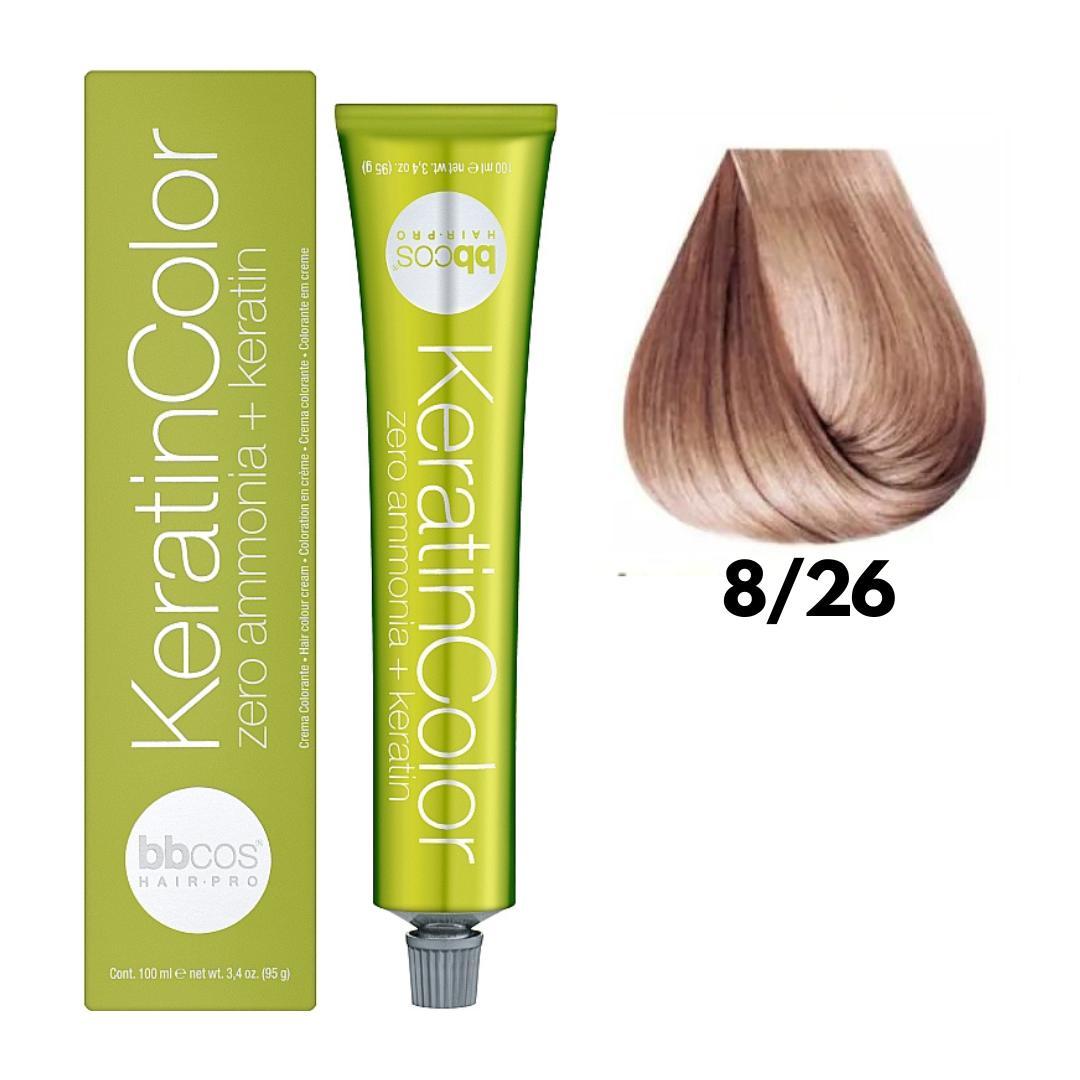 Крем-фарба безаміачна для волосся BBCos Keratin Color №8.26 Light Copper Blonde 100 мл